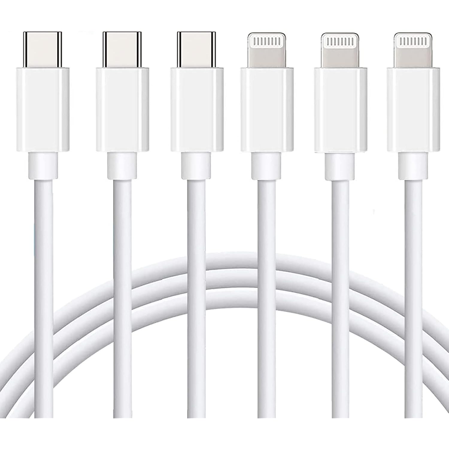 Lightning Cable [MFi Certified] 3Pack 6FT iPhone Fast Charger Cable Power Delivery Type C Charging Cord Compatible with iPhone 14 13 13 Pro Max 12 12 Pro Max 11 XS XR X 8 iPad,White