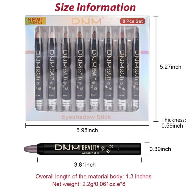 evpct 8Pcs Cream Eye Shadow Stick Set – Waterproof, Matte & Shimmer, 03 | Vabrol - Image 6