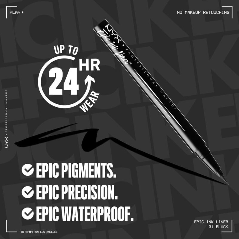 NYX Epic Ink Liner – Waterproof Black Liquid Eyeliner | Vegan | Vabrol - Image 3