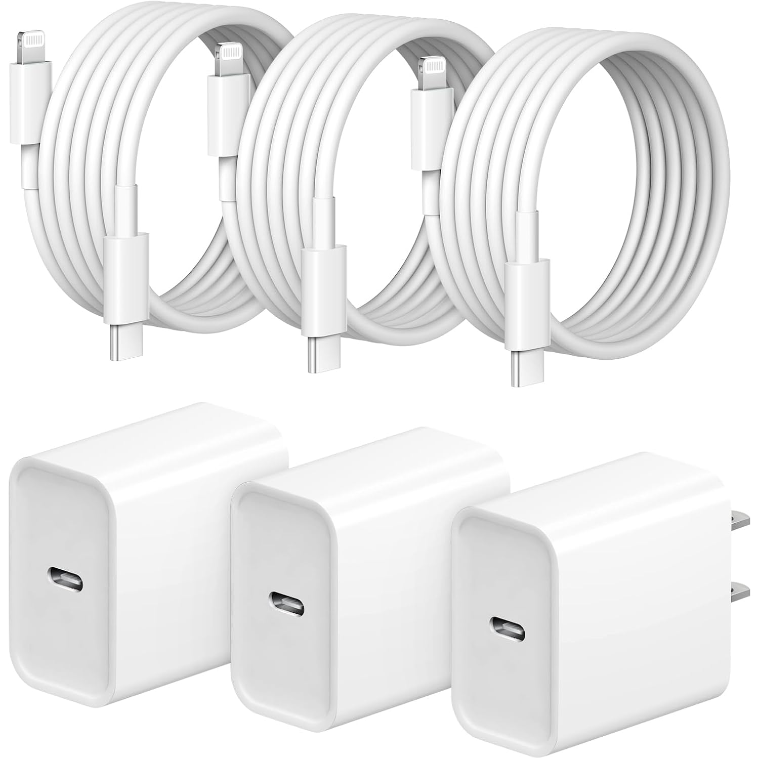iPhone Fast Charger 3+3Pack 20W USB C Wall Charger with 6FT Fast Charging Cable Compatible with iPhone 14/13/12/11/Pro/Pro Max
