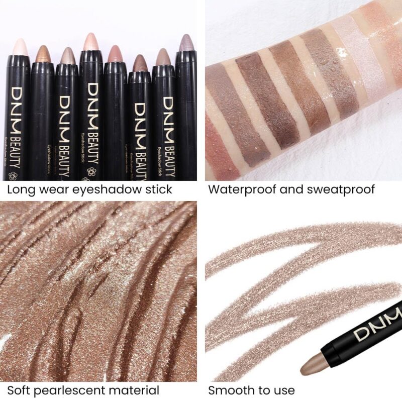 evpct 8Pcs Cream Eye Shadow Stick Set – Waterproof, Matte & Shimmer, 03 | Vabrol - Image 4