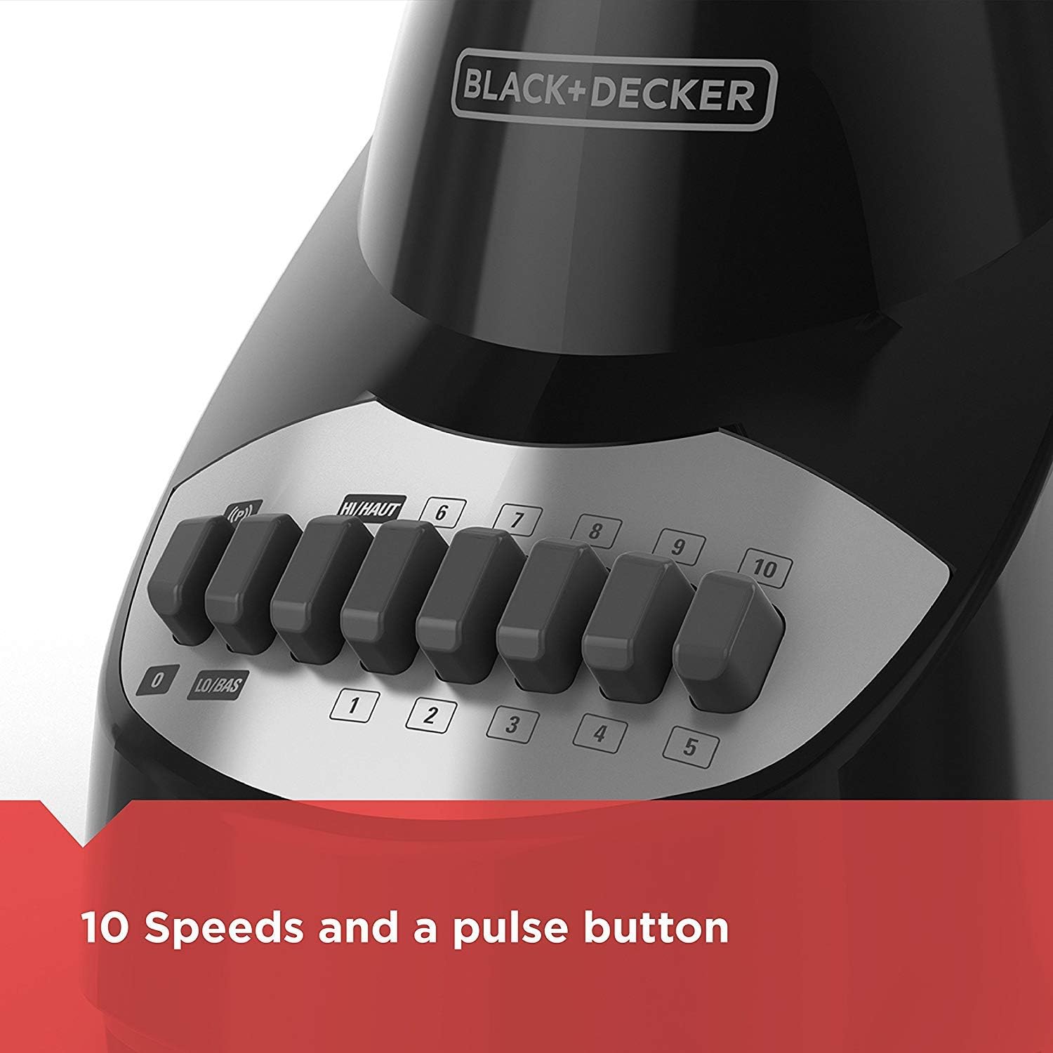 BLACK+DECKER Countertop Blender with 6-Cup Glass Jar, 10-Speed Settings, Black, BL2010BG - Image 5