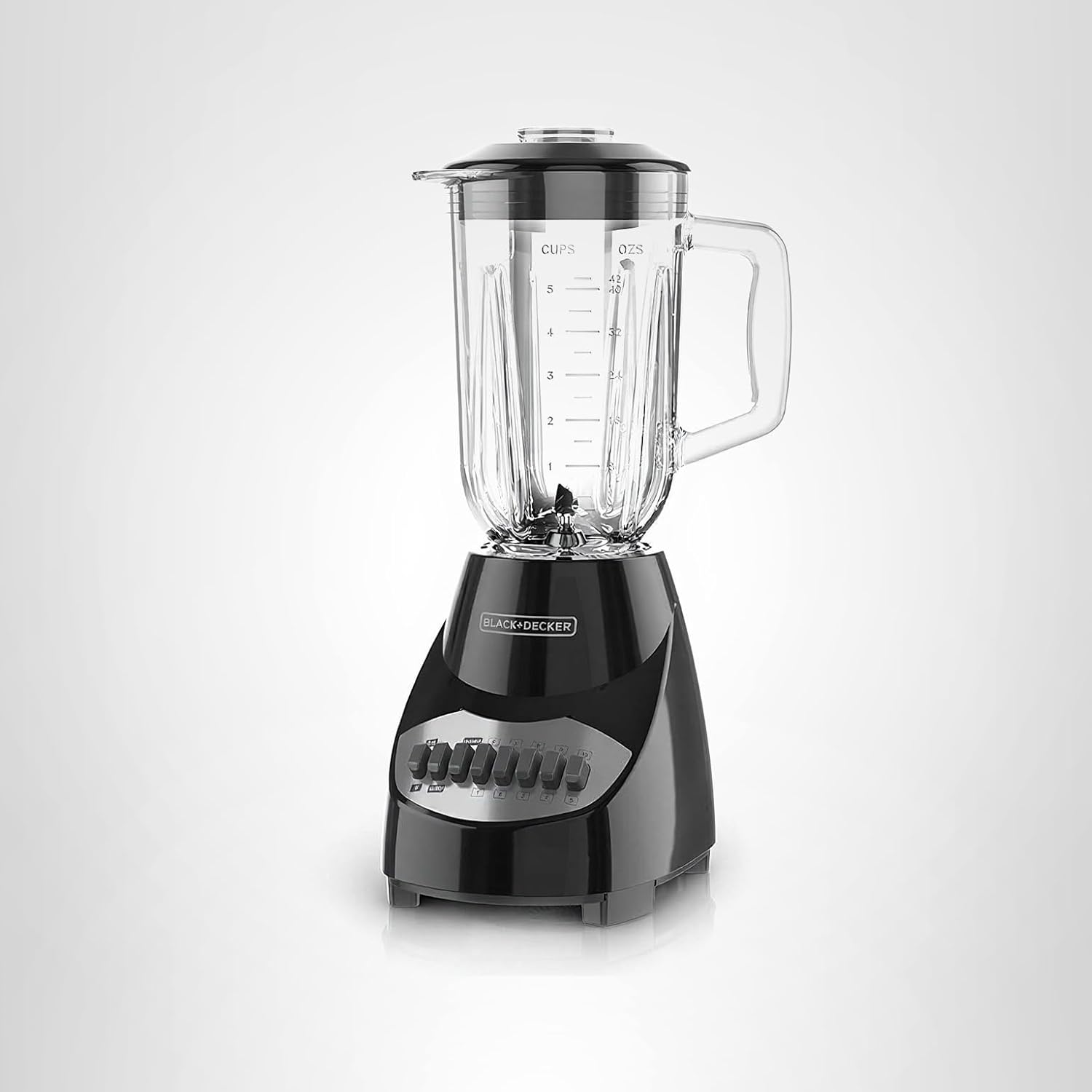 BLACK+DECKER Countertop Blender with 6-Cup Glass Jar, 10-Speed Settings, Black, BL2010BG