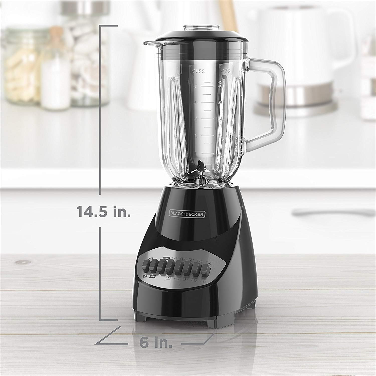 BLACK+DECKER Countertop Blender with 6-Cup Glass Jar, 10-Speed Settings, Black, BL2010BG - Image 3